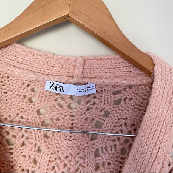 ZARA Jewel button knit vest cardigan sweater pink Sz S - Picture 11 of 13